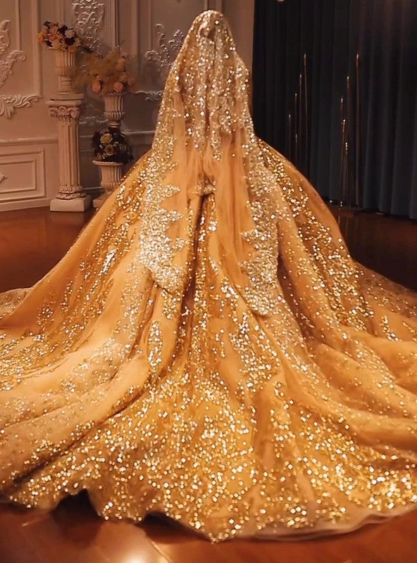 Magnifique Robe de Mariée Doré Luxury Jamais Porté
