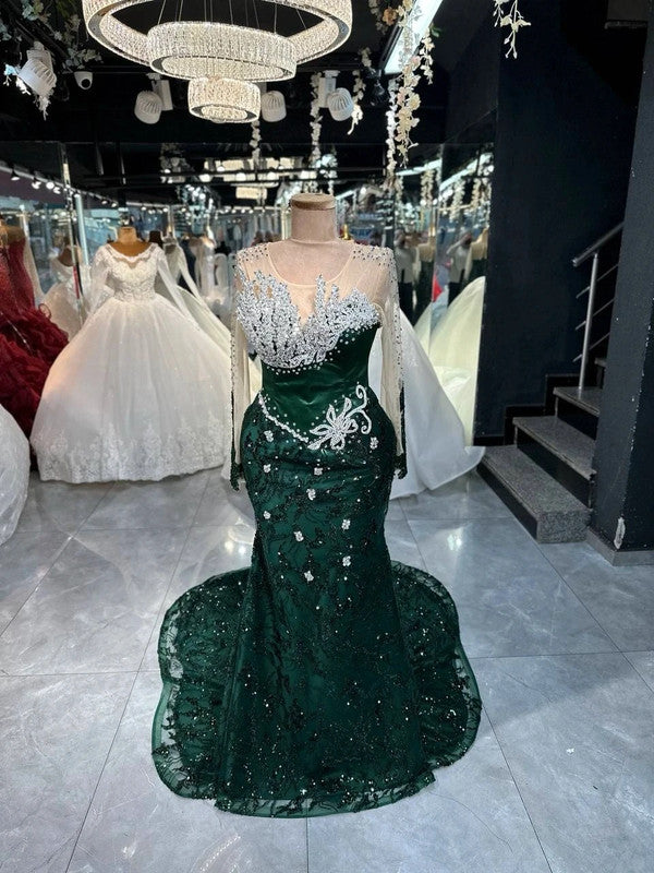 Magnifique Robe de Mariée Sirène Vert Jamais Portée