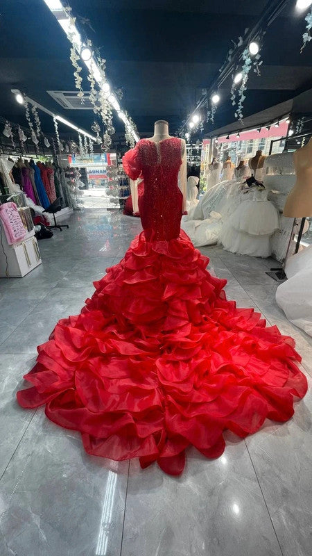 Magnifique Robe de Mariée Sirène Rouge Jamais Portée
