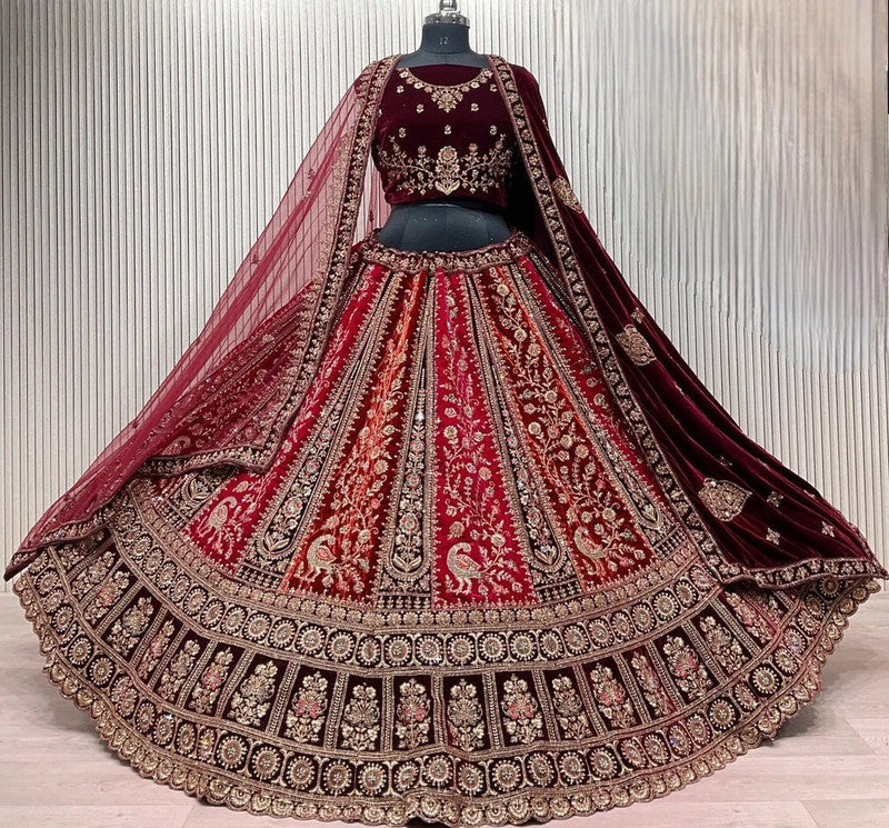 Magnifique Lehenga Rouge Bordeaux Luxury