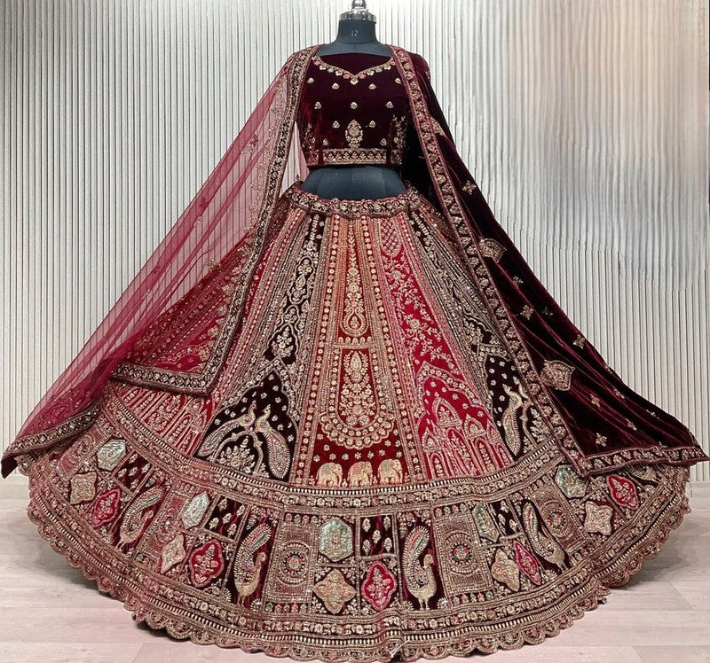 Magnifique Lehenga Rouge Bordeaux Luxury