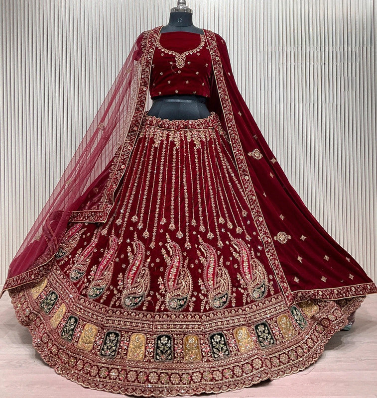 Magnifique Lehenga Rouge Bordeaux Luxury