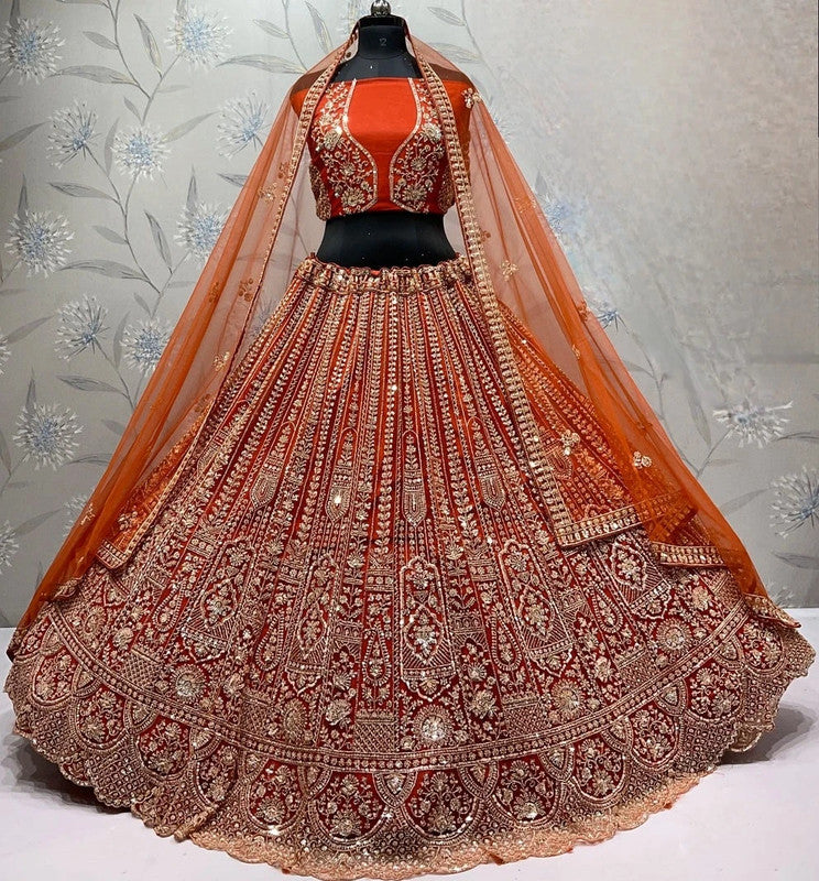 Magnifique Lehenga Orange Luxury