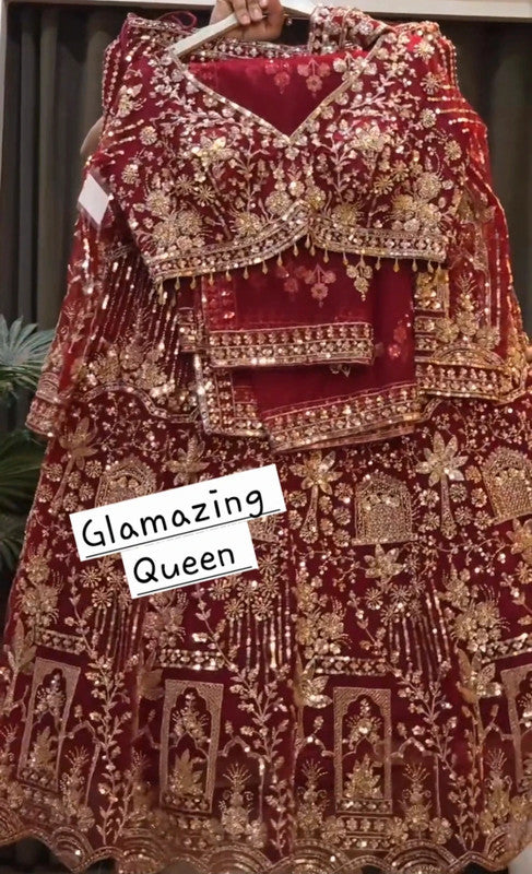 Magnifique Lehenga Rouge Bordeaux Luxury