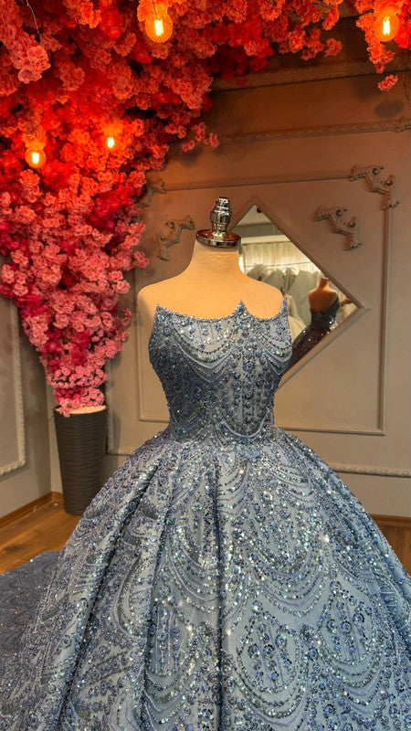 Magnifique Robe de Mariée Princesse Luxury Bleu