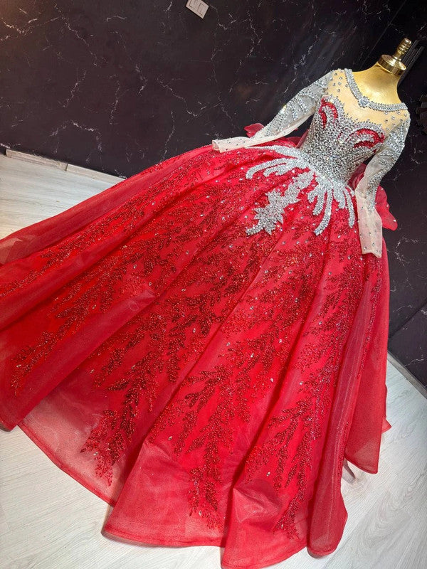 Magnifique Robe de Mariée Princesse Rouge Luxury