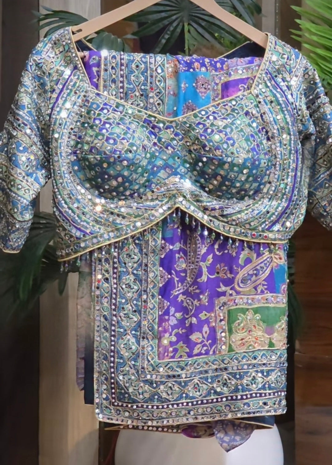 Saree Luxury Violet et Bleu