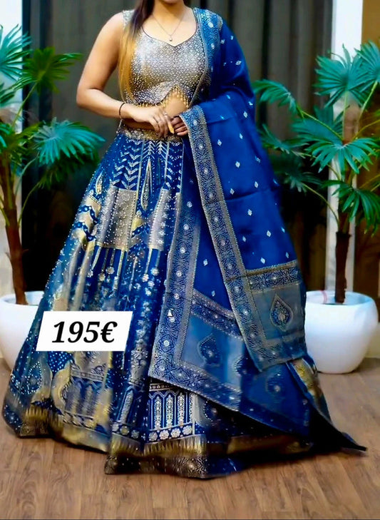 Lehenga Bleu Magnifique Jamais Porté