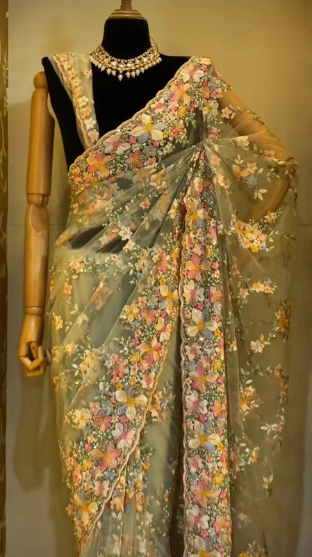 Saree Luxury Flower Jamais Porté