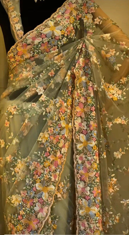 Saree Luxury Flower Jamais Porté