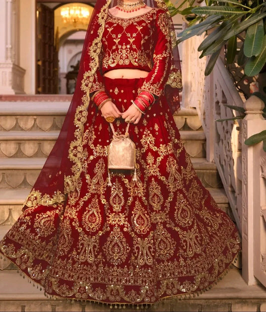 Lehenga Rouge Bordeaux Jamais Porté
