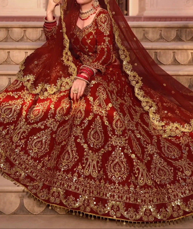 Lehenga Rouge Bordeaux Jamais Porté