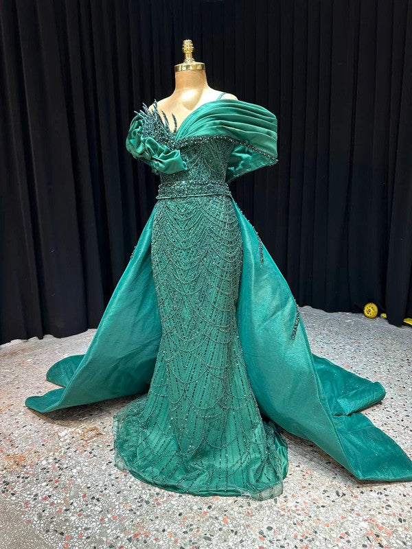 Magnifique Robe de Mariée Sirène Verte Jamais Porté
