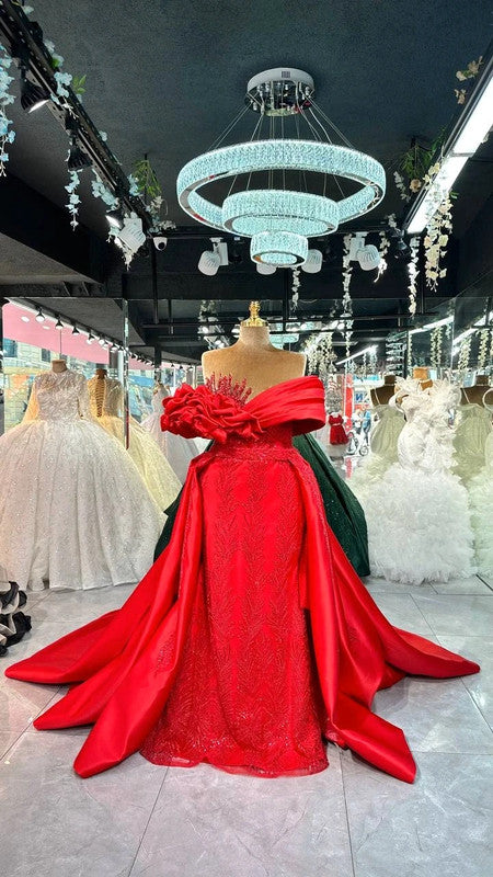 Magnifique Robe de Mariée Sirène Rouge Jamais Portée