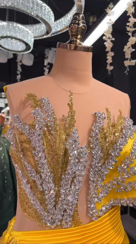 Magnifique Robe de Mariée Sirène Jaune Jamais Portée