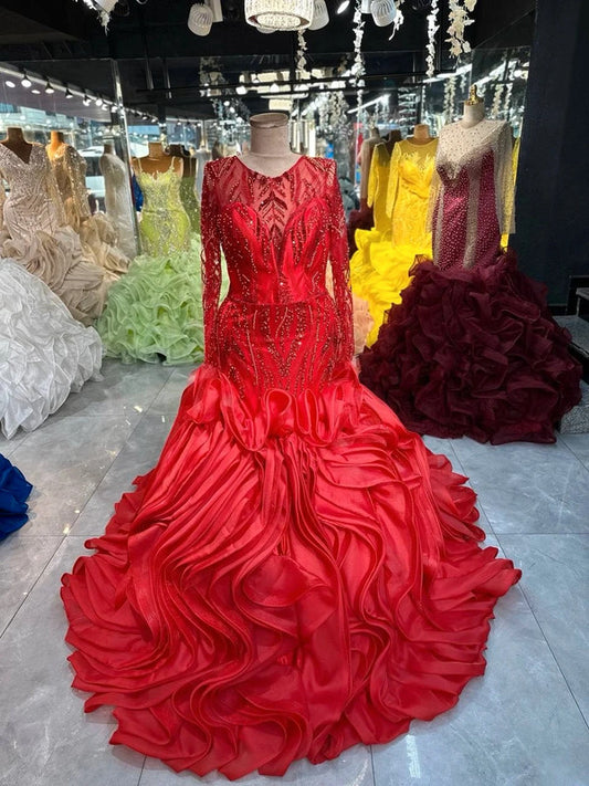 Magnifique Robe de Mariée Sirène Rouge Jamais Portée