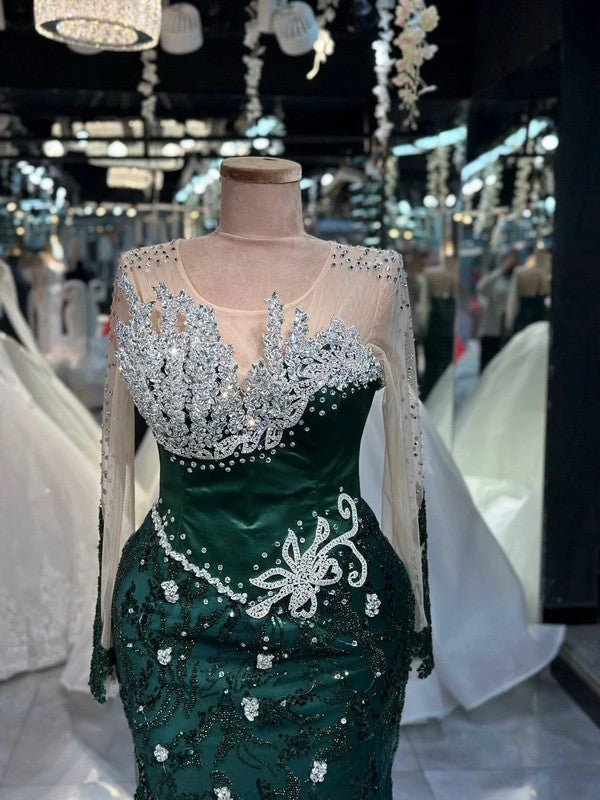 Magnifique Robe de Mariée Sirène Vert Jamais Portée