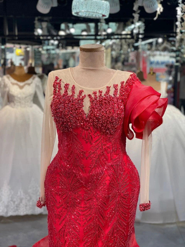 Magnifique Robe de Mariée Sirène Rouge Jamais Portée