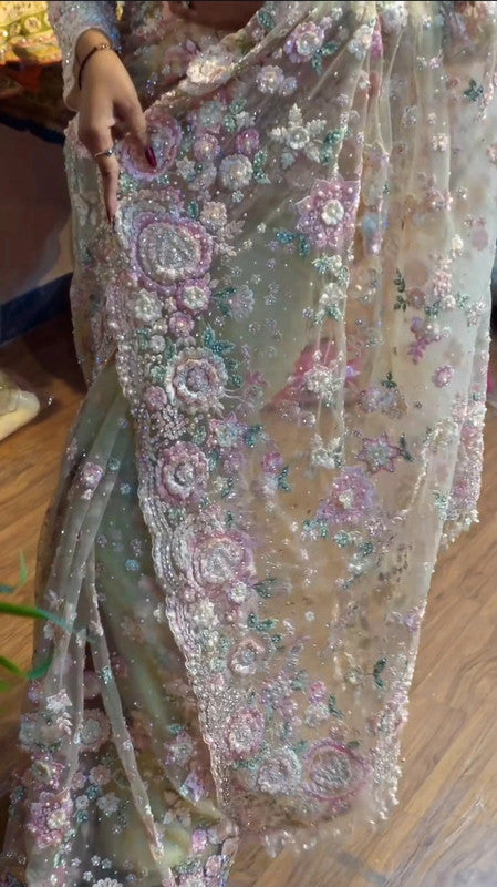 Magnifique Saree Luxury Flowers and Stones