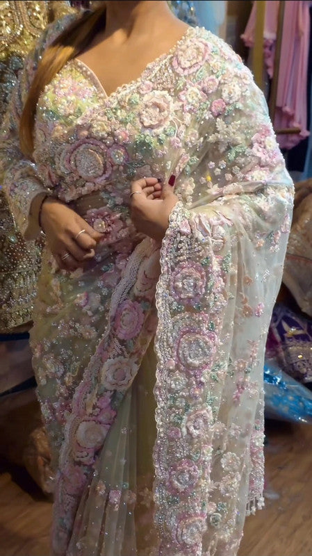 Magnifique Saree Luxury Flowers and Stones
