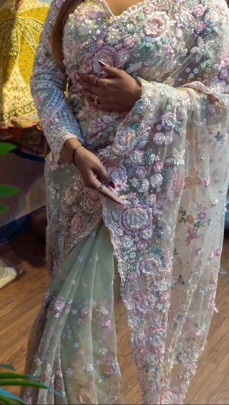 Magnifique Saree Luxury Flowers and Stones
