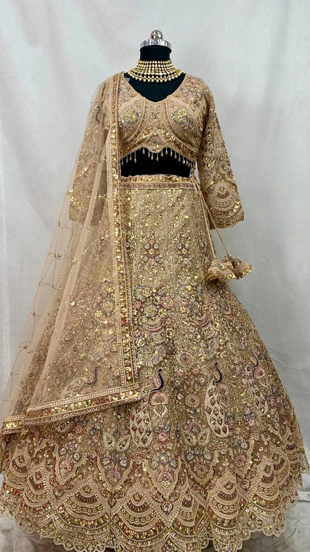 Magnifique Lehenga Peacock Luxury Doré