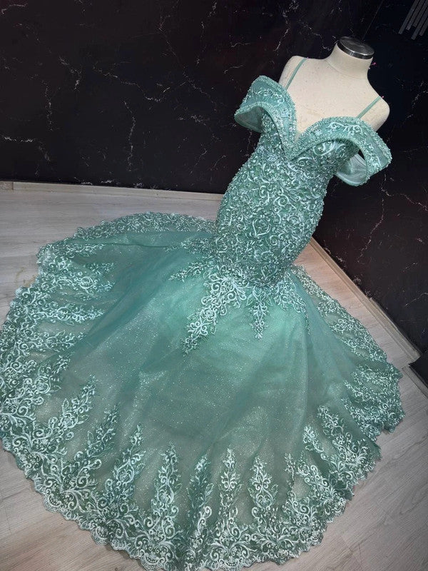 Magnifique Robe de Mariée Sirène Bleu Luxury