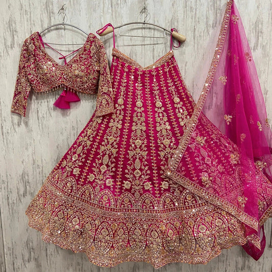 Magnifique Lehenga Luxury Rose Fuschia