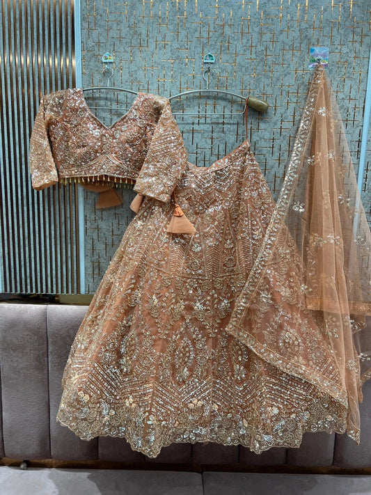 Magnifique Lehenga Pêche Luxury