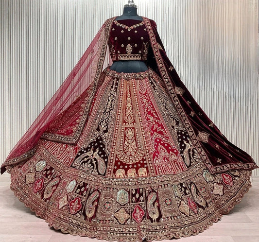 Magnifique Lehenga Rouge Bordeaux Luxury
