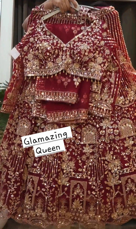 Magnifique Lehenga Rouge Bordeaux Luxury