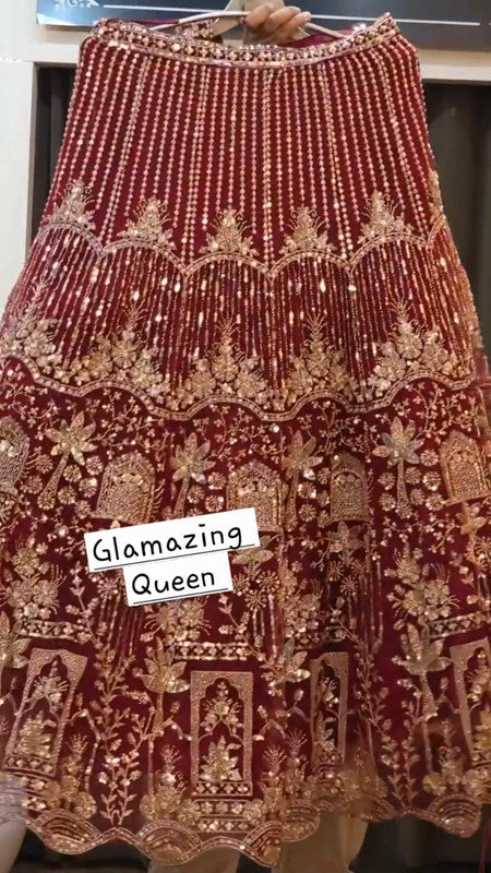 Magnifique Lehenga Rouge Bordeaux Luxury