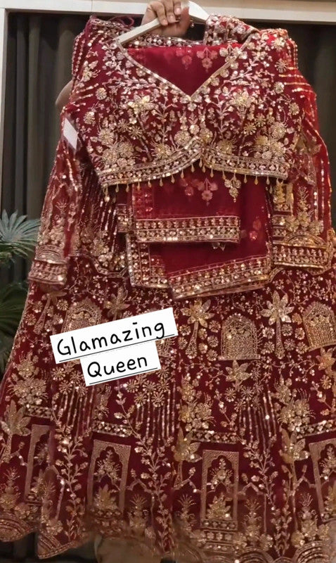 Magnifique Lehenga Rouge Bordeaux Luxury