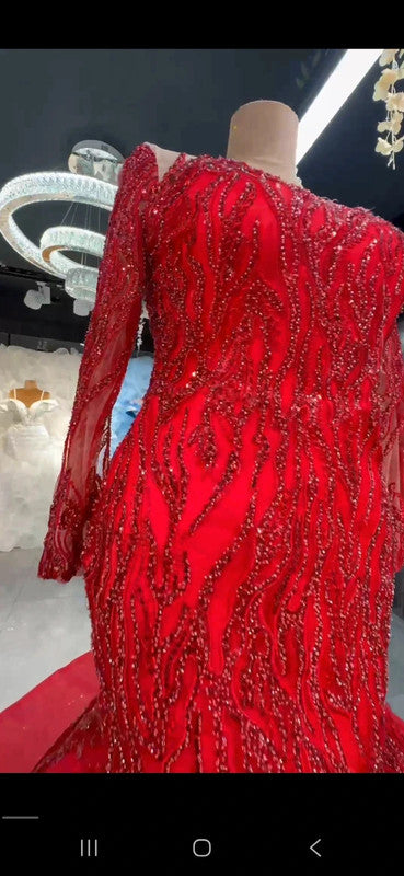 Magnifique Robe de Mariée Rouge Sirène