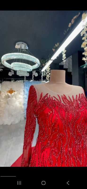 Magnifique Robe de Mariée Rouge Sirène