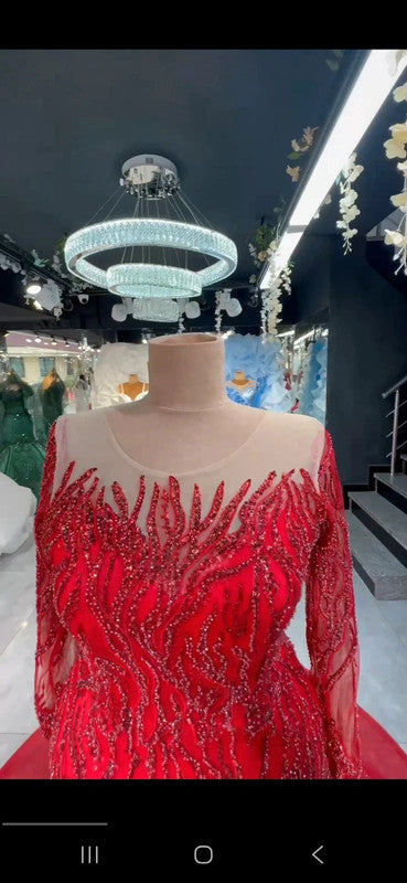 Magnifique Robe de Mariée Rouge Sirène