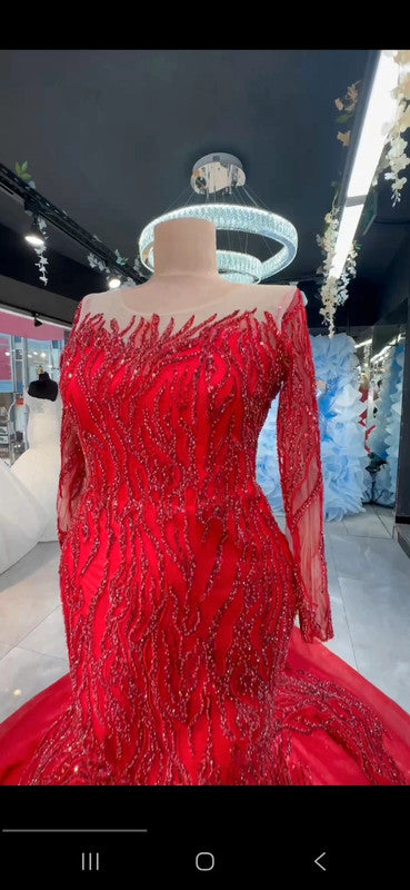 Magnifique Robe de Mariée Rouge Sirène