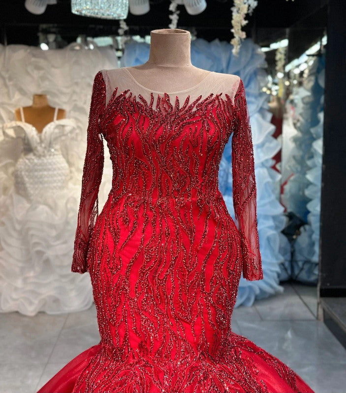 Magnifique Robe de Mariée Rouge Sirène