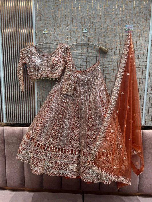 Magnifique Lehenga Orange Luxury