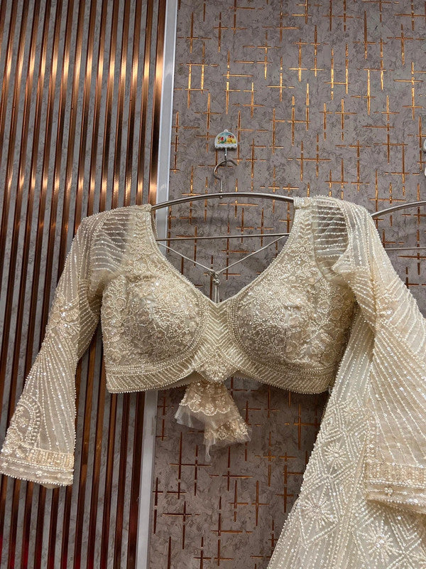 Magnifique Lehenga Blanc Doré Luxury