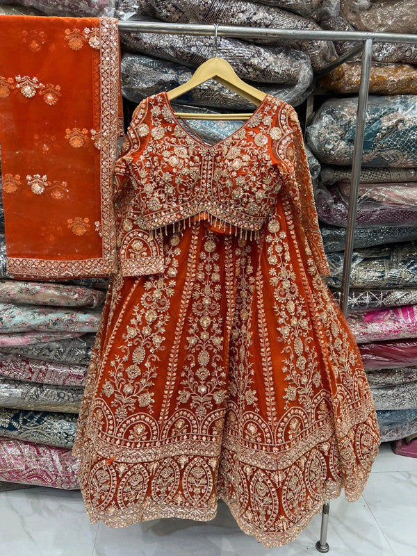 Magnifique Lehenga Orange Luxury