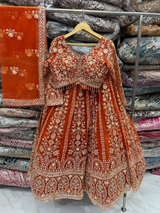 Magnifique Lehenga Orange Luxury