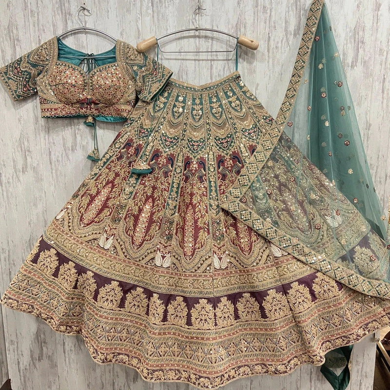 Magnifique Lehenga Luxury Bleu Vert