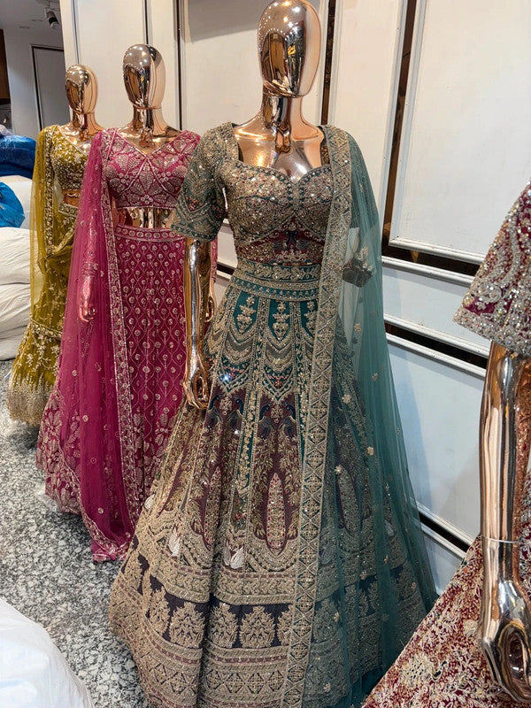 Magnifique Lehenga Luxury Bleu Vert