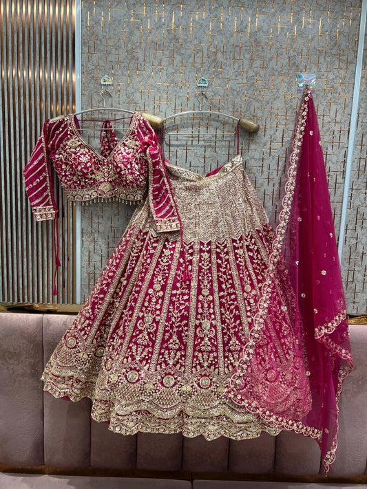 Magnifique Lehenga Luxury Rose Fuschia