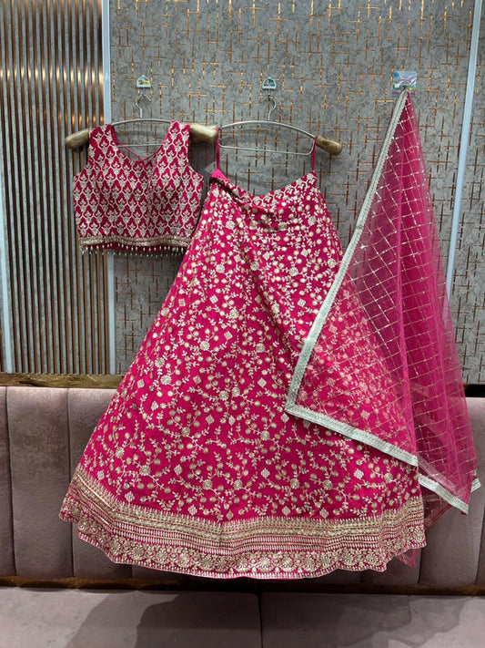 Magnifique Lehenga Luxury Rose Fuschia