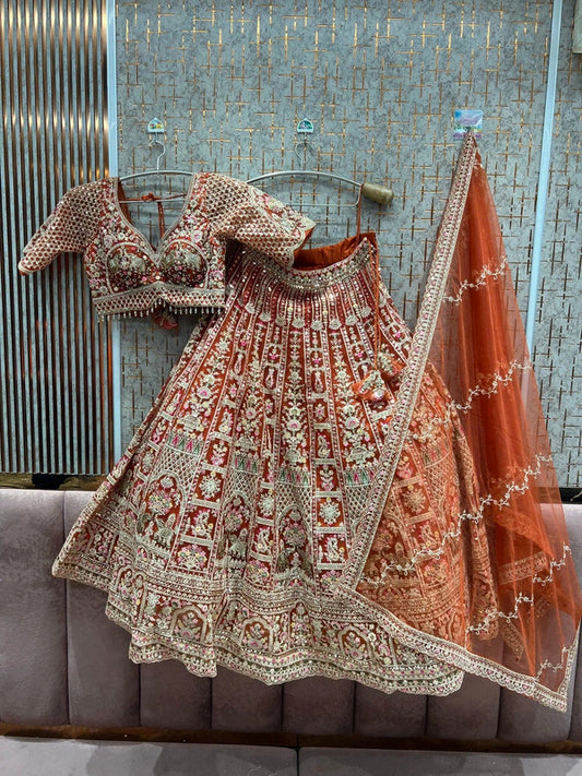 Magnifique Lehenga Luxury Orange