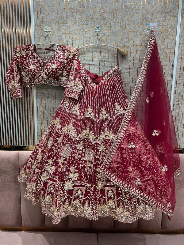 Magnifique Lehenga Luxury Rouge Bordeaux