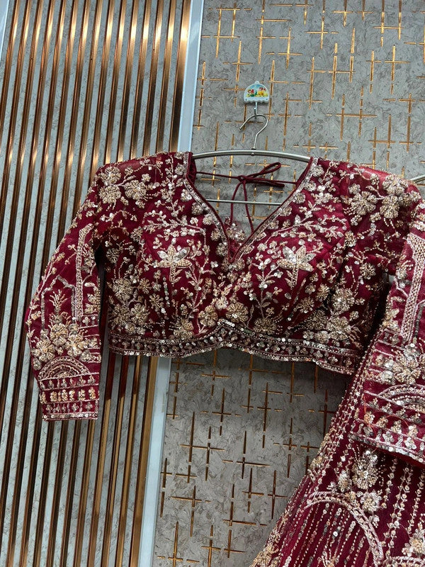 Magnifique Lehenga Luxury Rouge Bordeaux