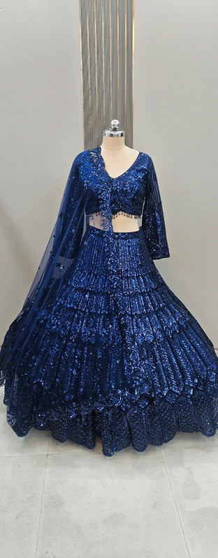 Magnifique Lehenga Luxury Bleu Foncé